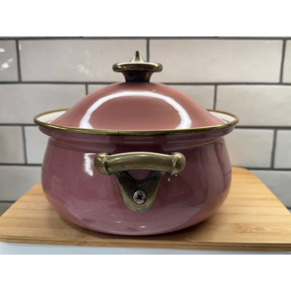 Mikasa Grande Chef Antique Rose UN512  Enamel Metal Ejiri Japan 3.25 Qt. - Picture 7 of 9